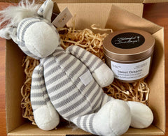 Zebra Cotton Knit Toy and Candle Gift Set