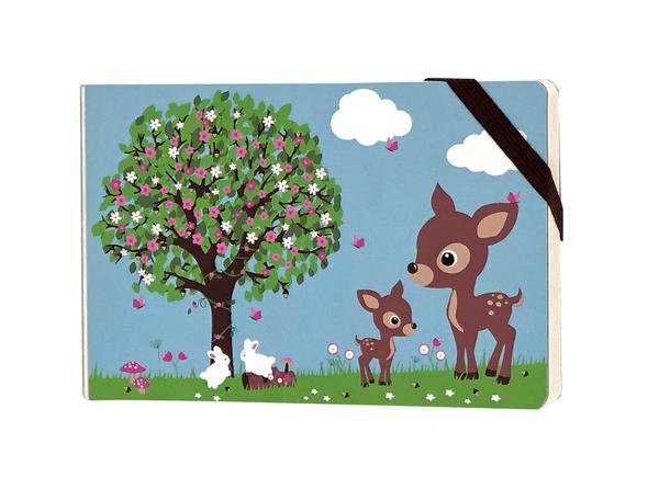 Bobble Art Notebook in Linen Bag - Woodland Animals