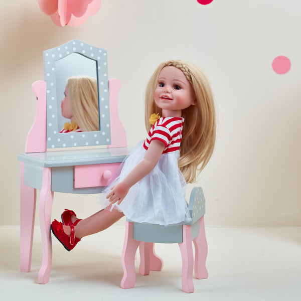 Olivia's Little World Doll Furniture - Vanity Table and Stool Set