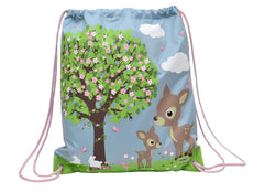 Bobble Art Swimming Bag / Library Bag / Drawstring Bag - Woodland