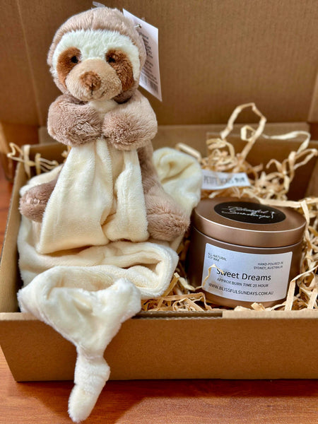 Sloth Comfort Blanket and Candle Gift Set