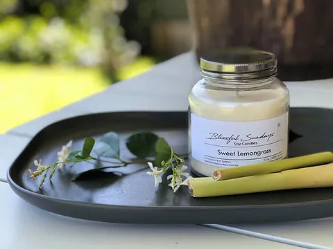 Blissful Sundays Soy Candle - Mason Jar - Sweet Lemongrass