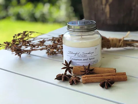 Blissful Sundays Soy Candle - Mason Jar - Cinnamon and Spice