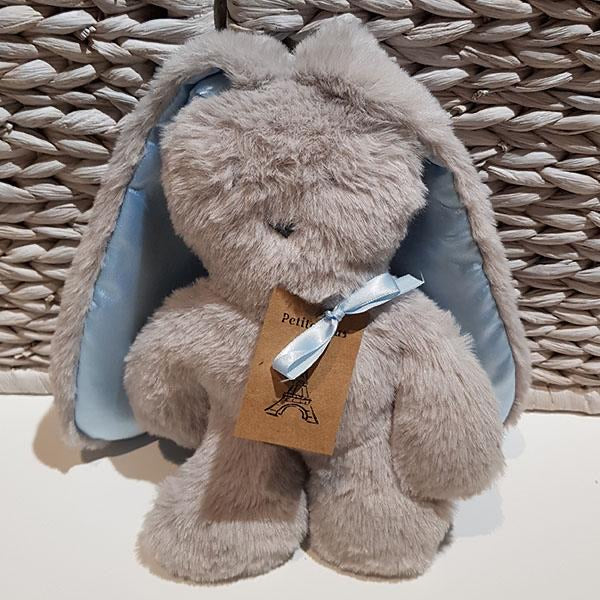 Petite Vous Flat Bunny Comforter - Grey with Blue Ears