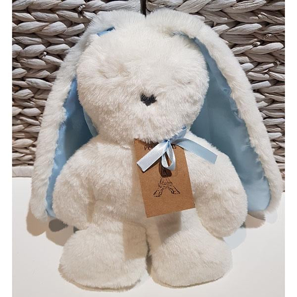 Petite Vous Flat Bunny Comforter - White with Blue Ears