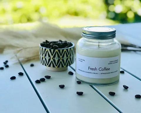 Blissful Sundays Soy Candle - Mason Jar - Fresh Coffee